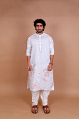 Men Ivory Doli Motif Embroidered Kurta