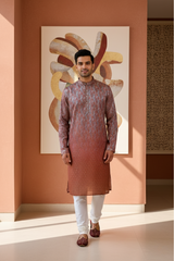Maroon Ombre Paisley Jacquard Kurta for Men
