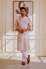 Sandstone Marble Print Silk Kurta for Men