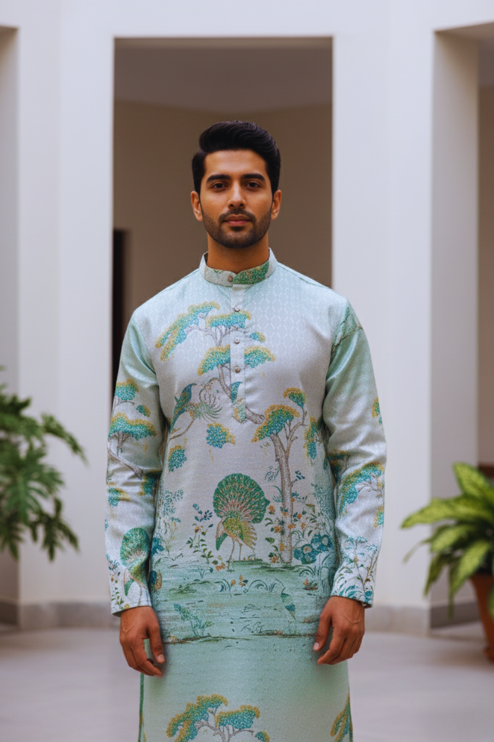 Royal Ombre Mughal Garden Men Kurta