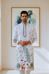 Ivory Tree of Life Peacock Kurta for Men