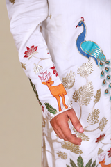 Ivory Tree of Life Peacock Kurta for Men