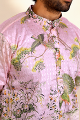 Men Blush Pink Mughal Garden Kurta