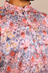 Mauve Ombre Geometric Sequin Men Kurta