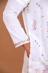 Men Ivory Baraat Procession Embroidered Kurta