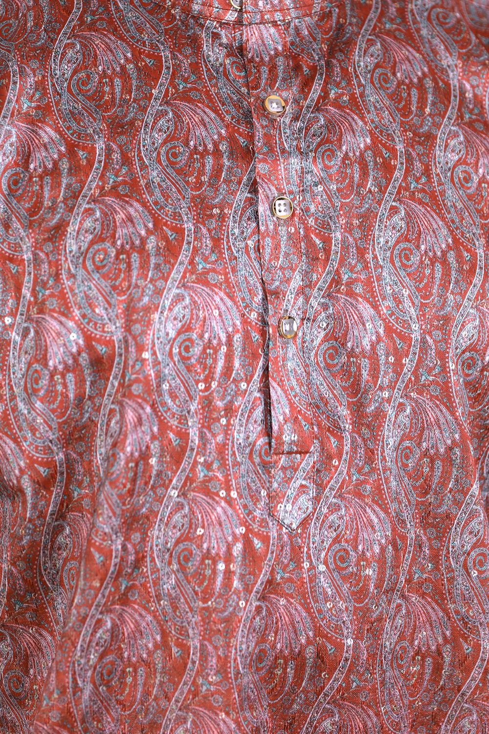 Maroon Ombre Paisley Jacquard Kurta for Men