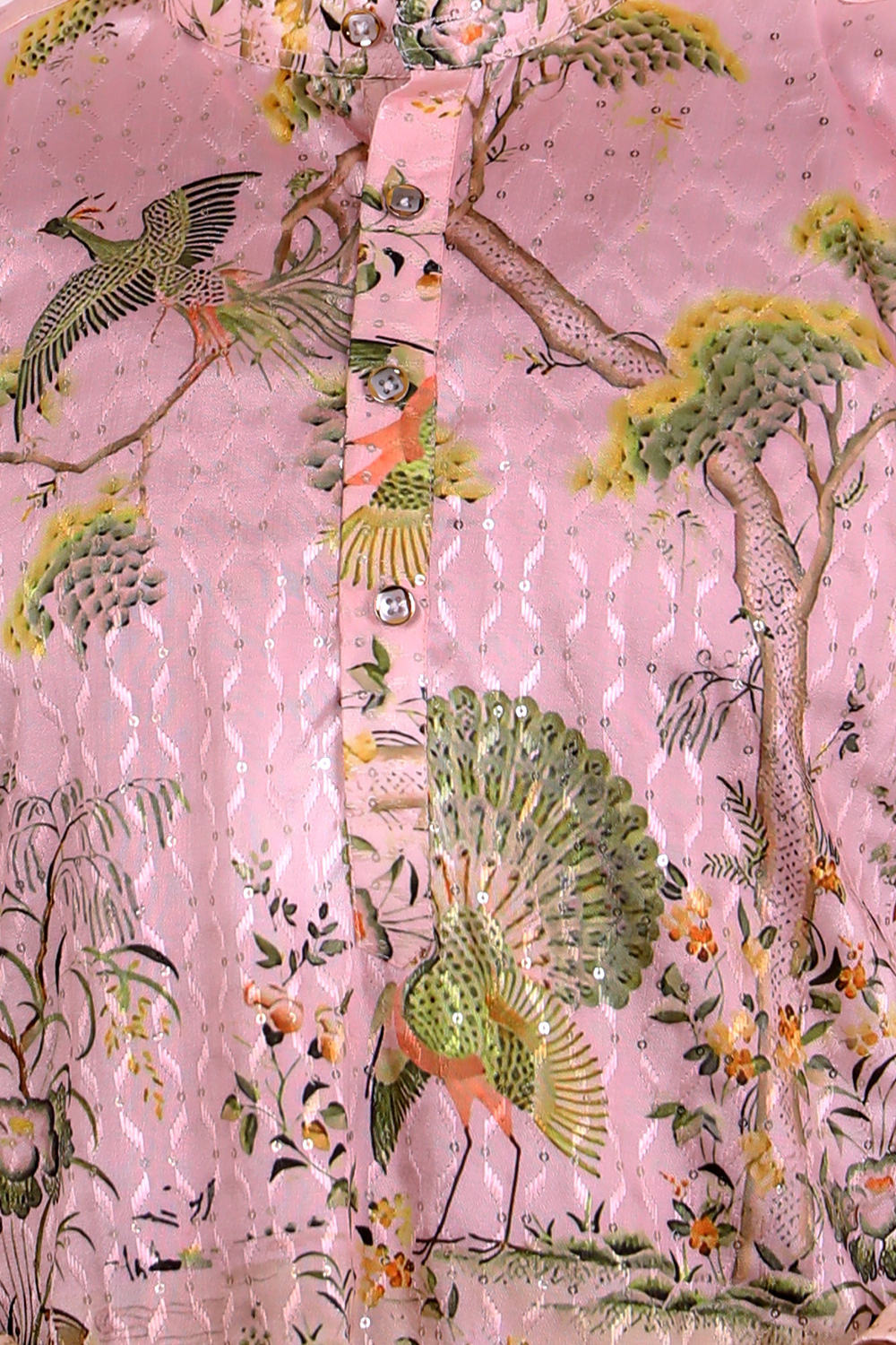 Men Blush Pink Mughal Garden Kurta