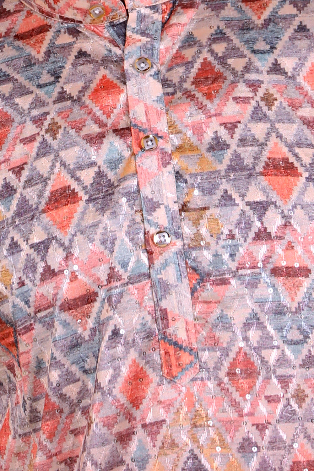 Mauve Ombre Geometric Sequin Men Kurta
